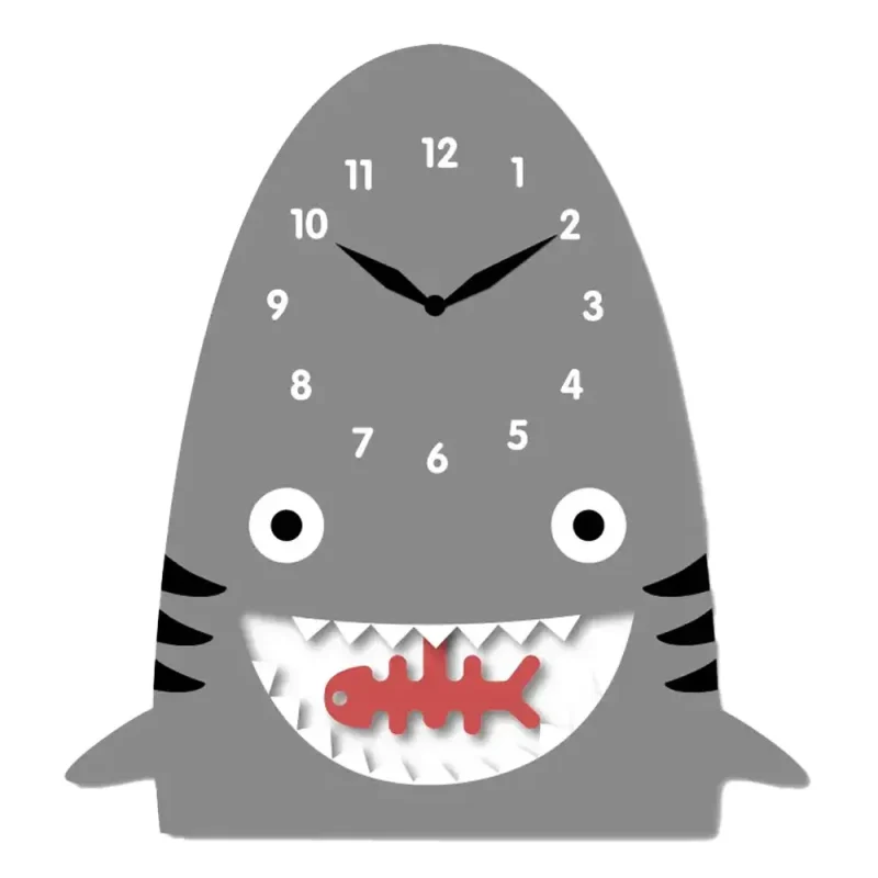 A shark clock with the face of a fish.