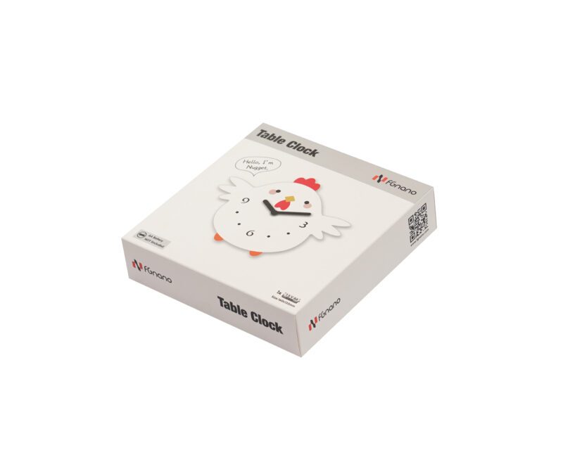 A white box with a chicken clock on it