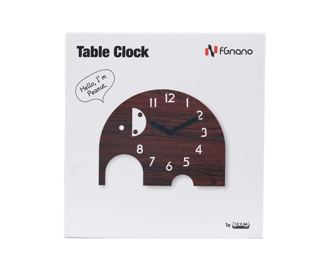 A wooden elephant clock sitting on top of a table.