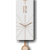 A clock with a pendulum on the side of it.