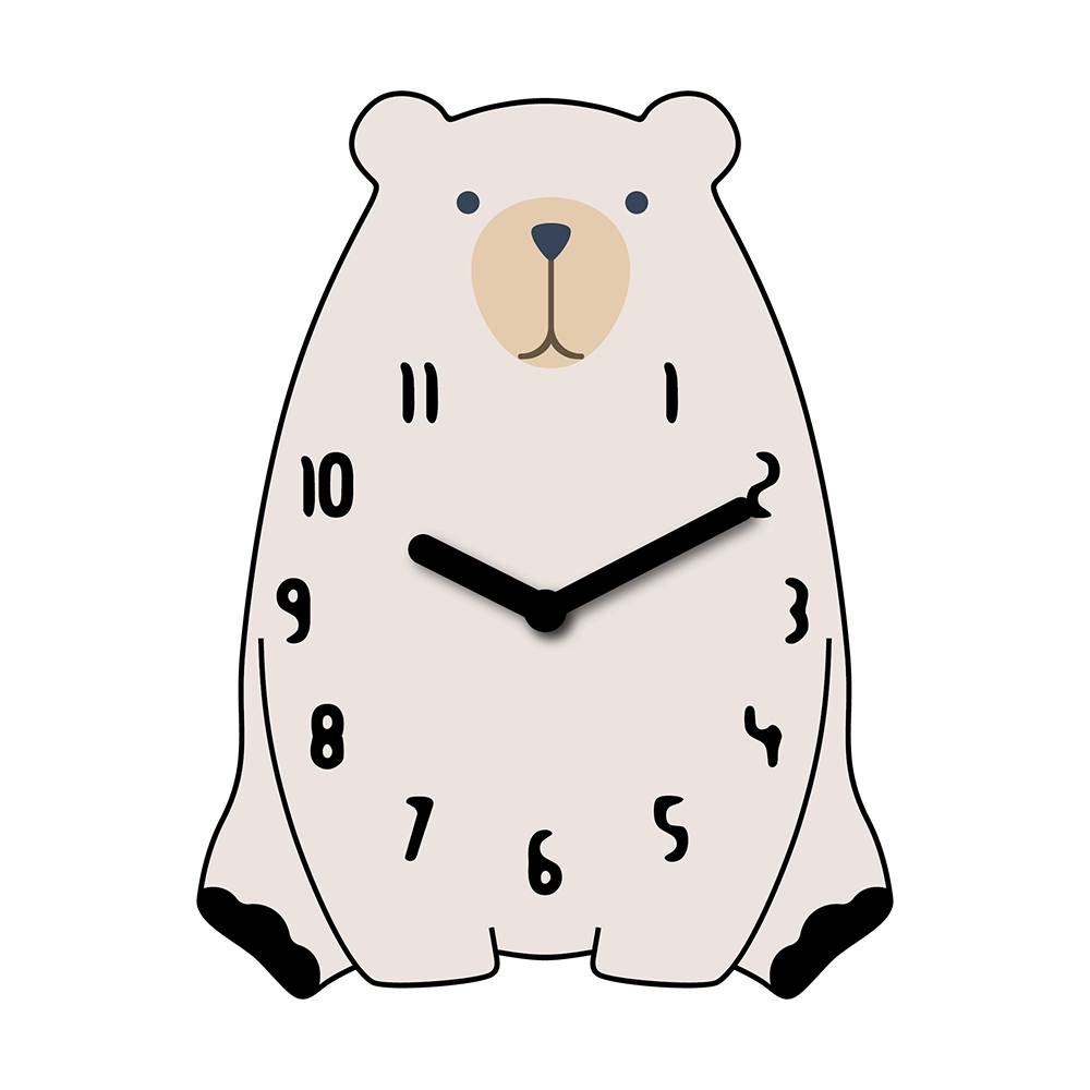 A white bear clock with numbers on it.