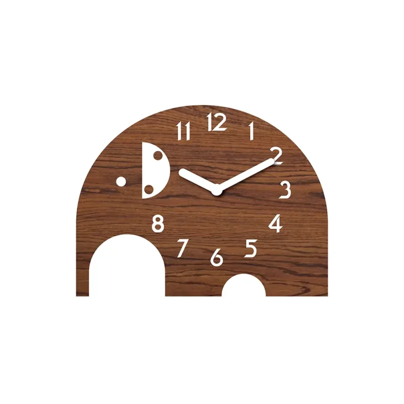 A wooden clock with numbers on it.