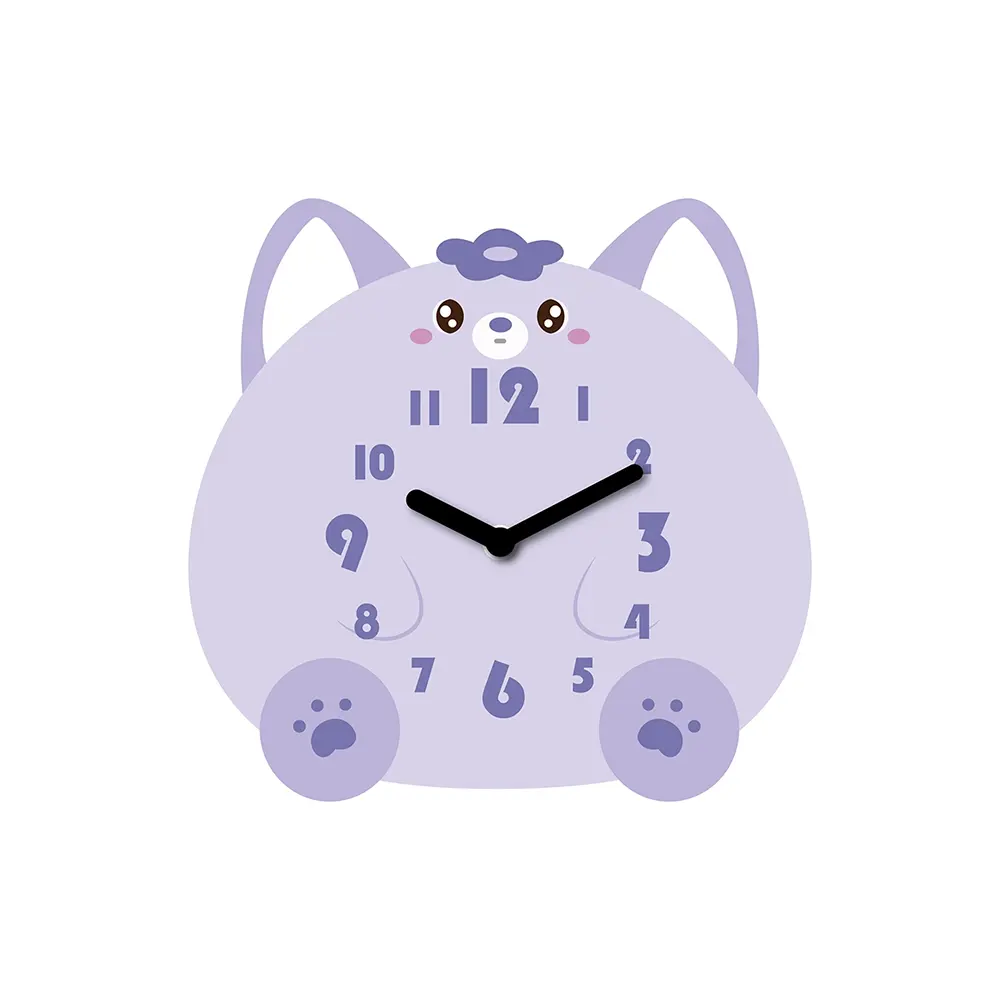 A clock with paws and ears on it.