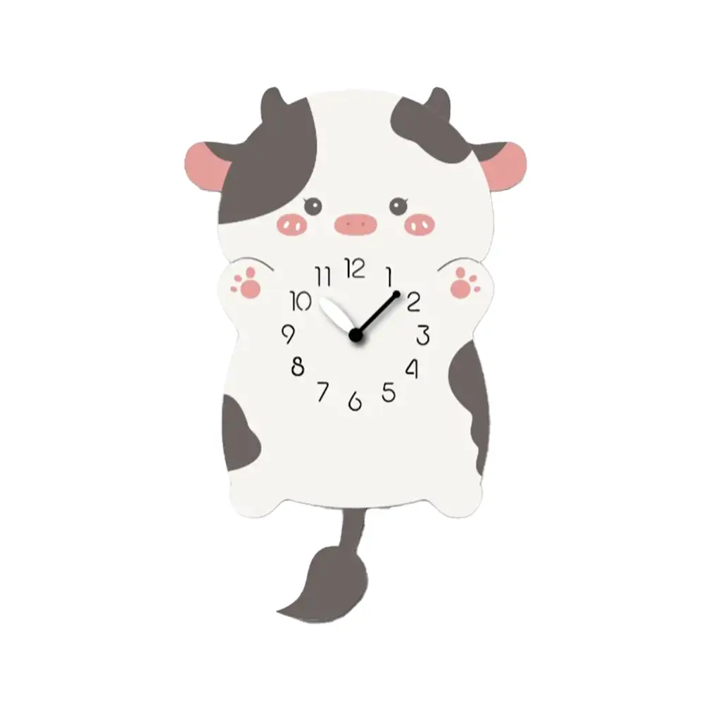 A cow clock with hands and feet