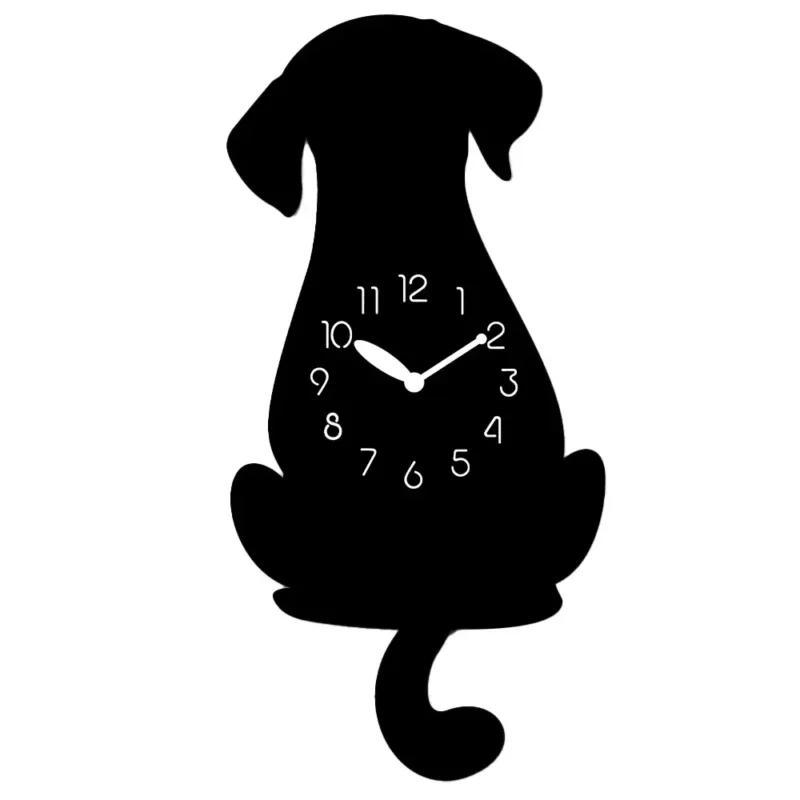 A dog clock with the numbers 1 to 9 on it.