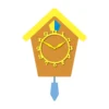 A cuckoo clock with the time displayed on it.