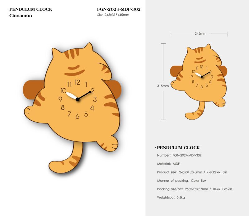 A cat clock with arms and legs