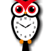 A clock with an owl face on it.