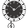 Clock with musical note pendulum design.